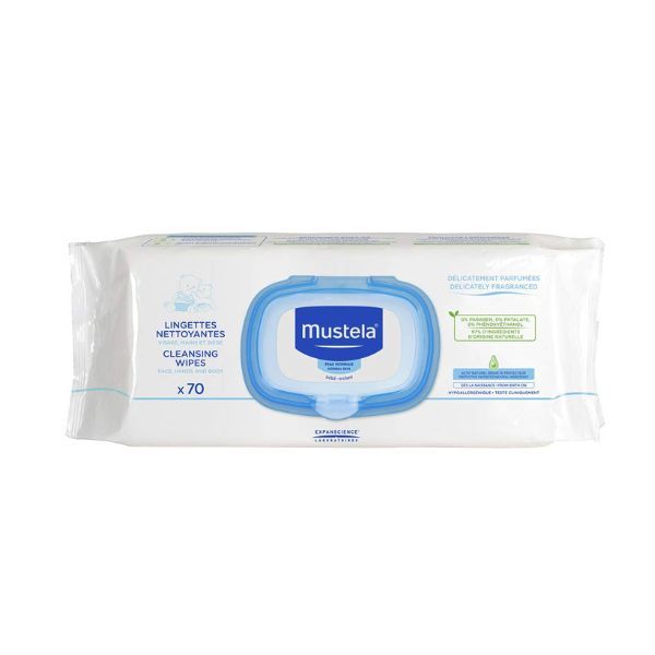 Mustela Enfant Cleansing Wipes Face Hands and Body 70 pcs